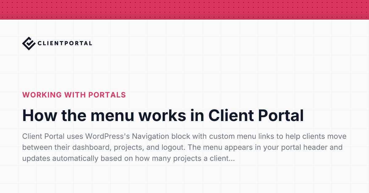 How the menu works in Client Portal | Client Portal Help Center