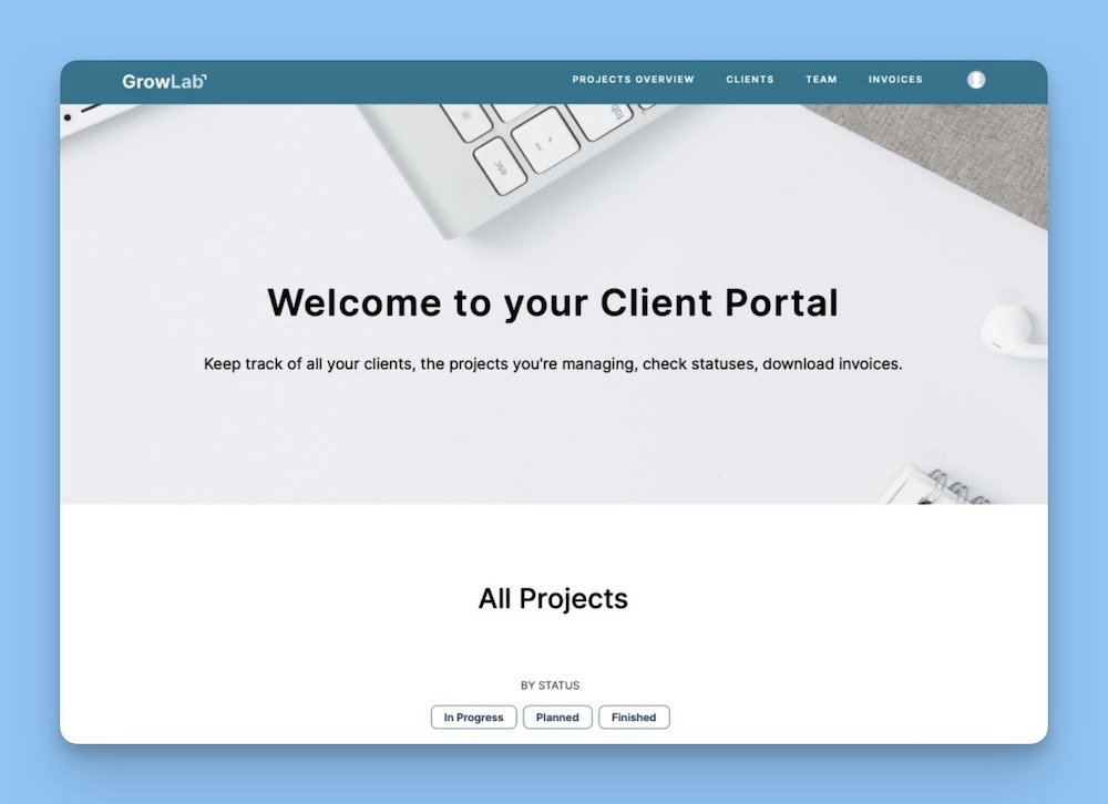 Screenshot of Softr customer portal